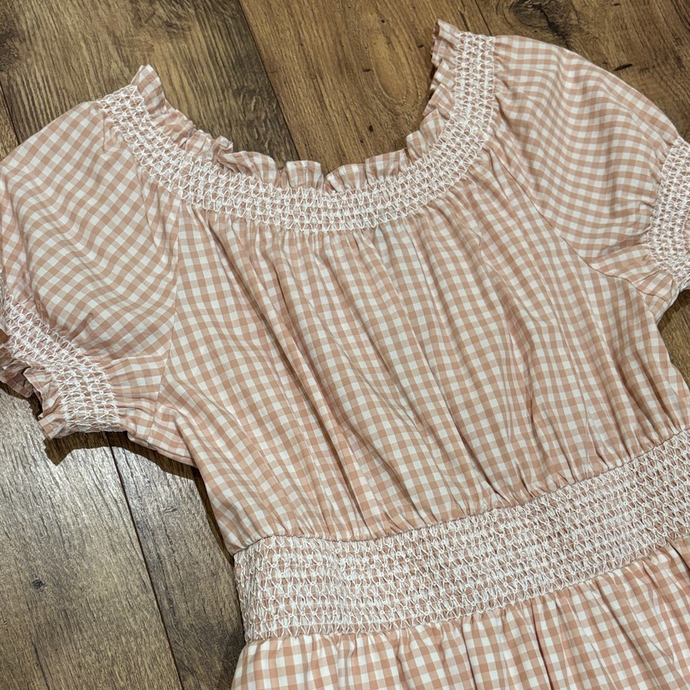 J. Crew Peach Gingham Casual Dress